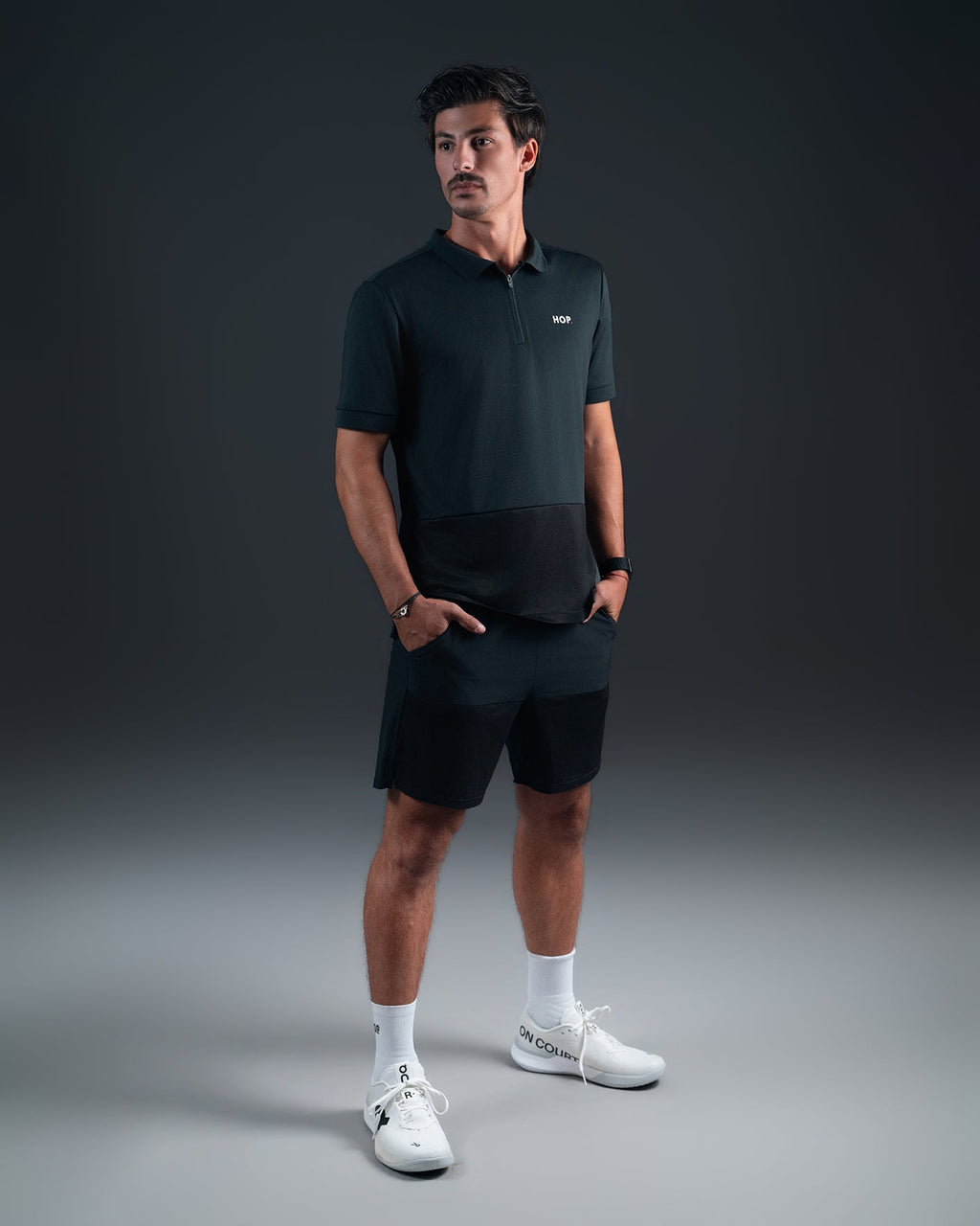 Polo padel Shadow - zippé - antitranspirant - microfibre absorbante HOP.